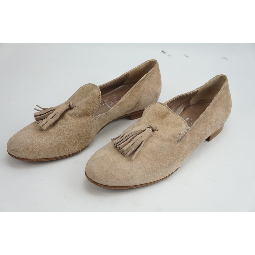 AGL Attilio Giusti Leombruni Loafers 38 Beige Suede Tassel Good